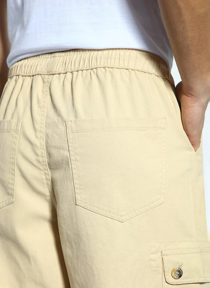 Urbano Fashion  Urbano Fashion Men's Beige Loose Baggy Fit Cargo Jogger Chino Pant with 6 Pockets Stretchable for Men | Best Price UAE